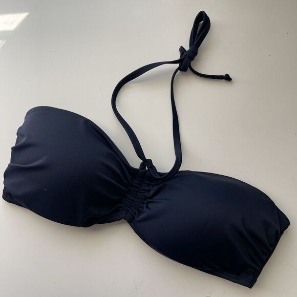 Boden Bikini Top Sz 12 Blue Sardinia Halter Strapless Gathered Swim Beach Summer - Picture 2 of 8